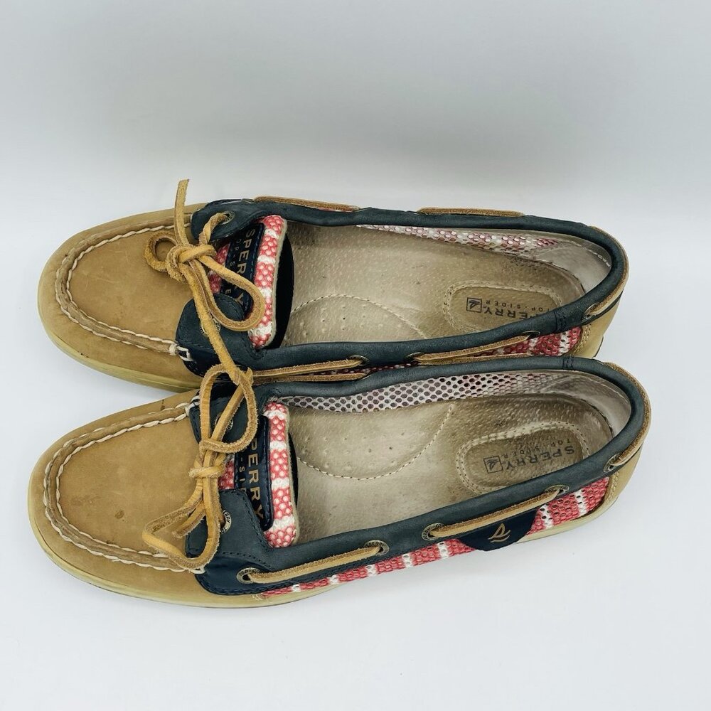 Sperry Top Sider Shoes Womens Size 7.5 M Tan Brown Leather Boat Shoe Slip On - Picture 6 of 11